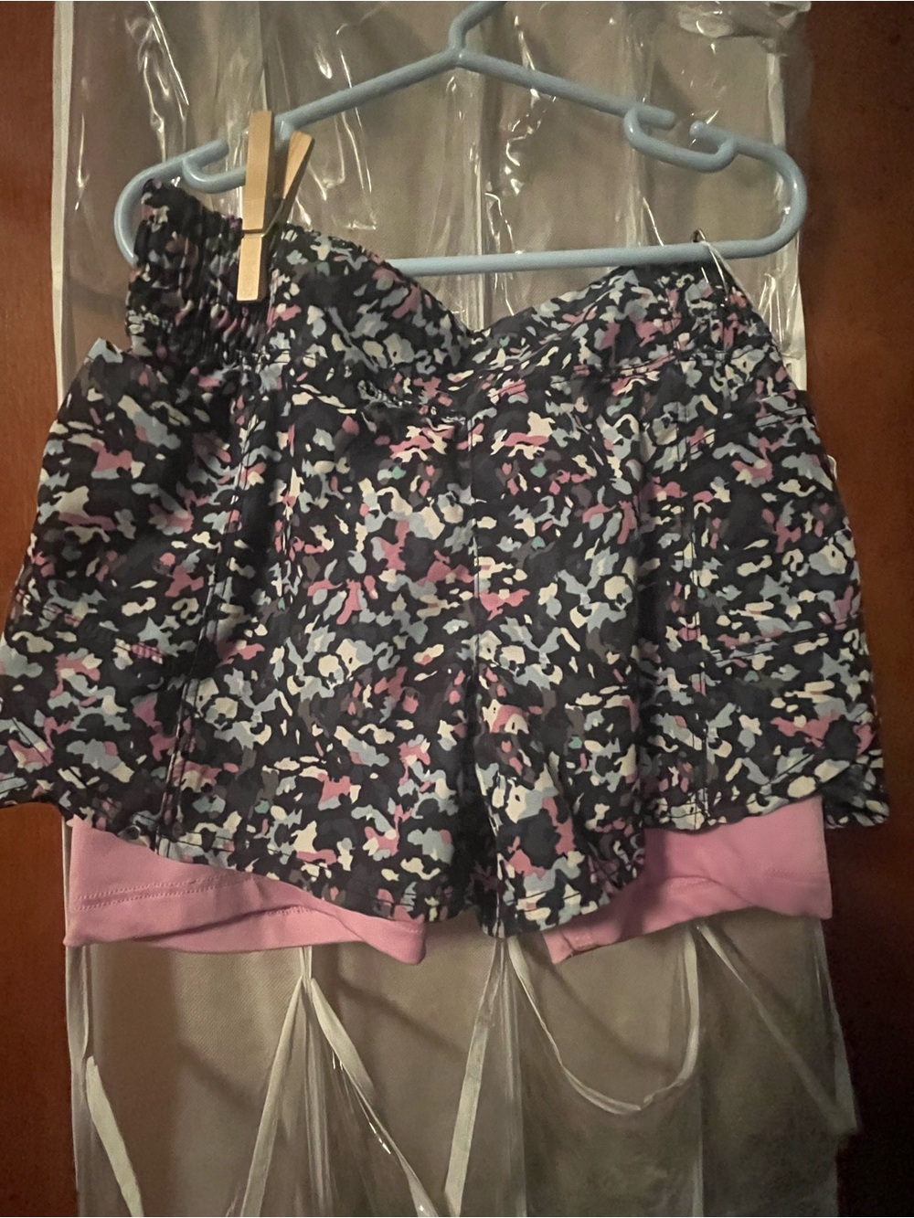 Girls Avia Navy Floral Print Short with lilac Liner size 6x
